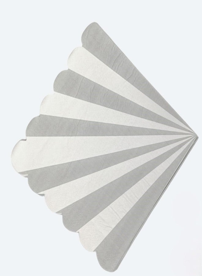 LUDALY Grey & White Stripe Large Napkins | Christmas Napkins | Birthday Party | Circus | Carnival | Pack of 20 Paper Napkins - Image 2